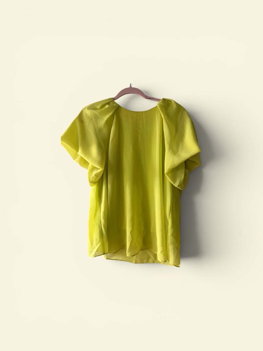 Kobi Halperin Alice Draped Puff Sleeve Blouse in Acid Lemon